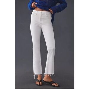 Mother The Insider Crop Step Fray Jean Fairest of them All White Flare Sz 32 NEW